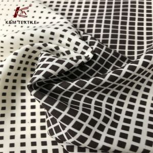 Plaid Nyomtatott 100d 92%poliészter 8%spandex sztreccs szövet